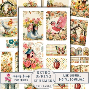 Spring Ephemera, Junk Journal Kit, Retro, Spring, Vintage, Ephemera, Junk Journal Printable, Digital Junk Journaling, Ephemera, Junk Journal