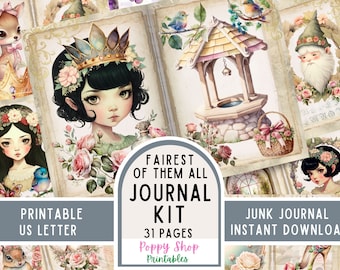 Sprookje, ongewenste dagboekkit, sprookjesdagboekpagina's, ongewenste dagboek, vintage, prinses, magisch, afdrukbaar, plakboek, digitale download