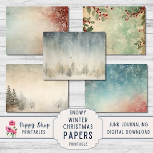 Besneeuwd kerstpapier, junkjournaal, winterpapier, winterachtergrond, afdrukbaar, sneeuw, 8,5 x 11, sneeuwachtergrond, digitale download.