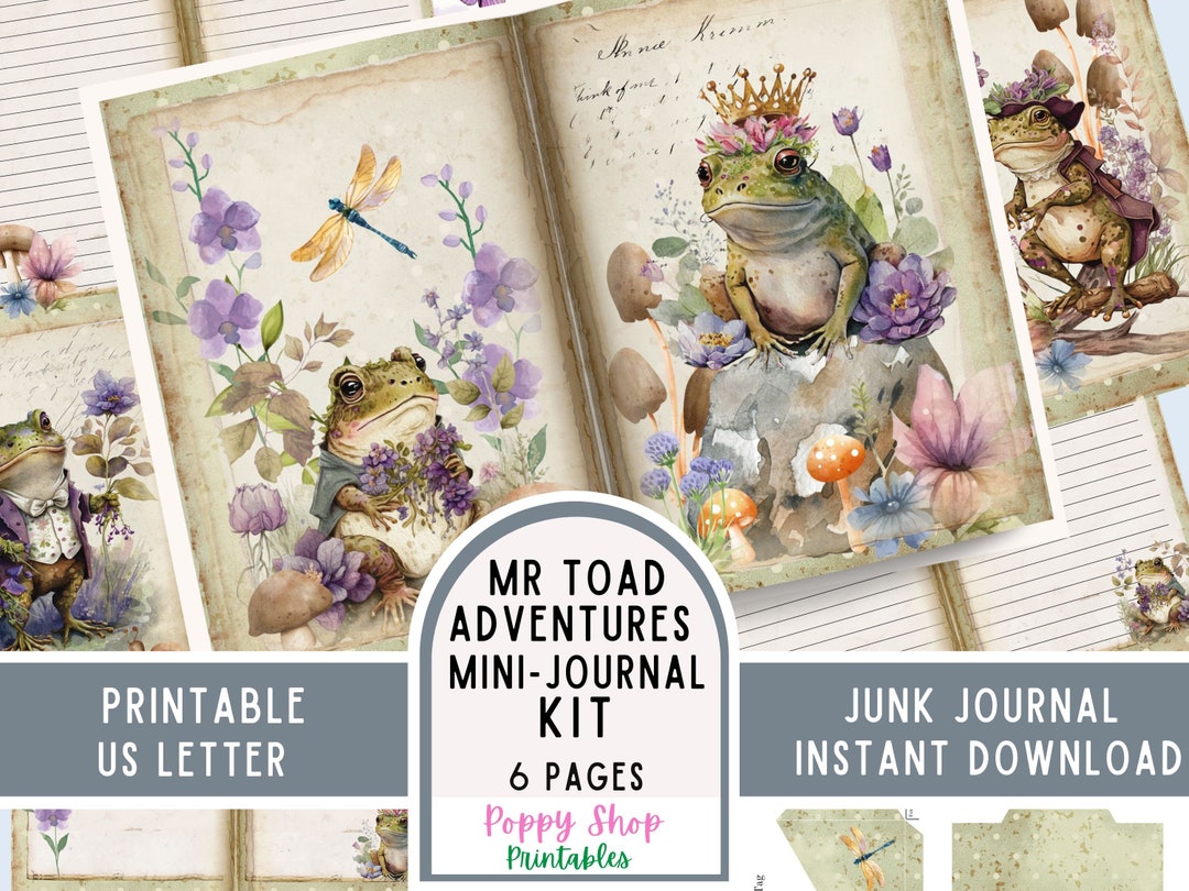 Frog Journal Pages, Vintage Frog, Toad, Printable Journal Pages, Lined