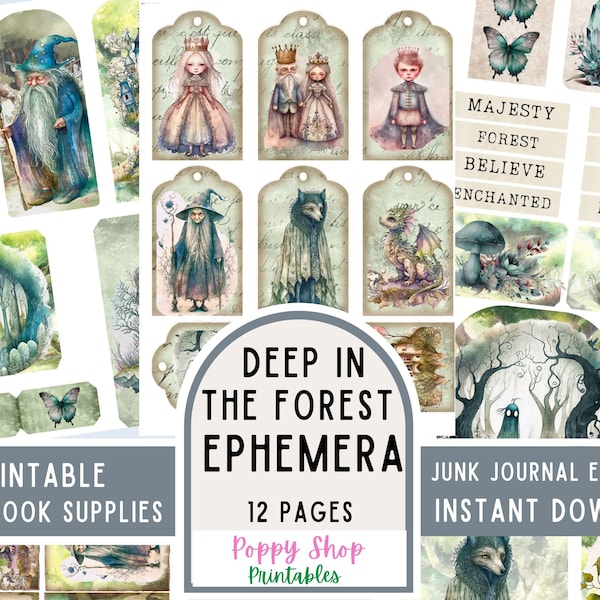 Fairy Tale Ephemera, Vintage Fairytale Ephemera, Junk Journal Ephemera, Kit, Printable, Scrapbook, ATC Card, Collage Sheet, Digital Download