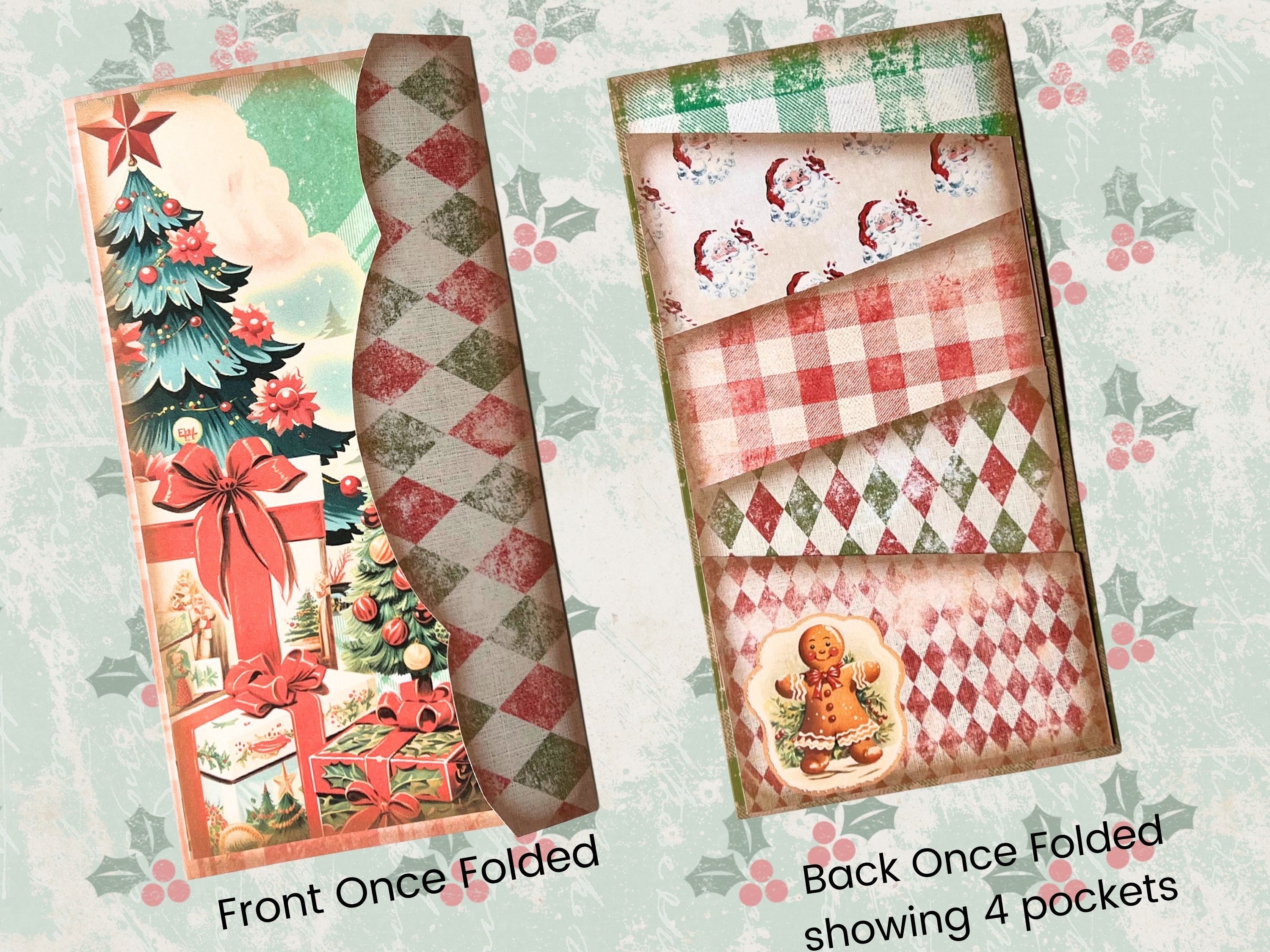Retro Christmas Junk Journal Printable Folio, Folding Pocket Folder ...