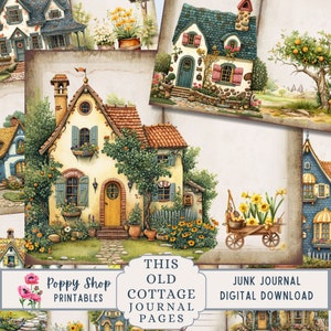 Cottage Junk Journal, Old Cottage, Country, Charm, House, Junk Journal, Garden, Junk Journal Kit, Digital, Collage, Printable, Journal Pages