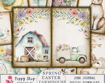 Spring Junk Journal, Easter Junk Journal Kit, Farm Junk Journal, Farmhouse, Country, Vintage, Spring, Printable, Journal Pages, Digi Kit