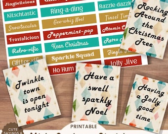 Mid-Century Christmas Word Strips & Quote Cards • Retro 1950s Printable Ephemera