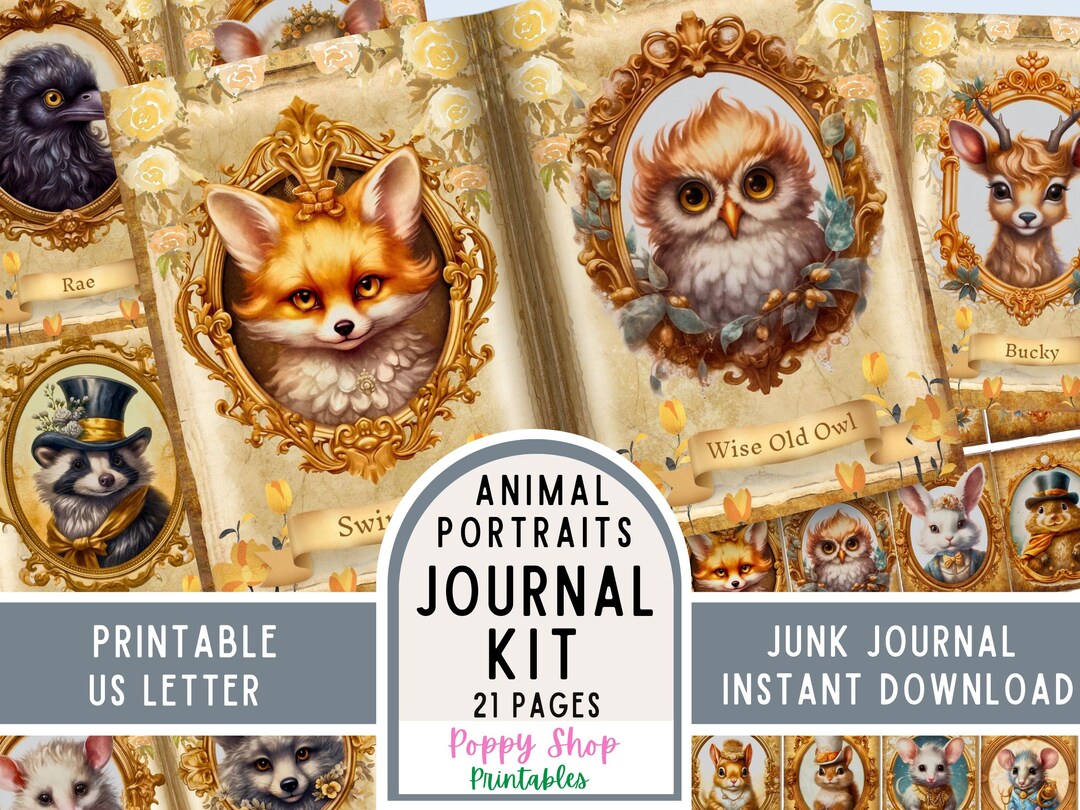 Woodland, Animal, Junk Journal Kit, Vintage, Journal Pages, Junk ...