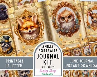 Woodland, Animal, Junk Journal Kit, Vintage, Journal Pages, Junk Journal, Whimsical, Woodland Ephemera, Fox, Printable, Scrapbook, Download