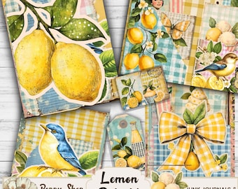 Lemon Folio, Printable Folio Kit, Lemon Junk Journal Folio, Shabby Chic, Fruit Folio, Retro, loaded Pocket, Vintage, Journal Ephemera Keeper