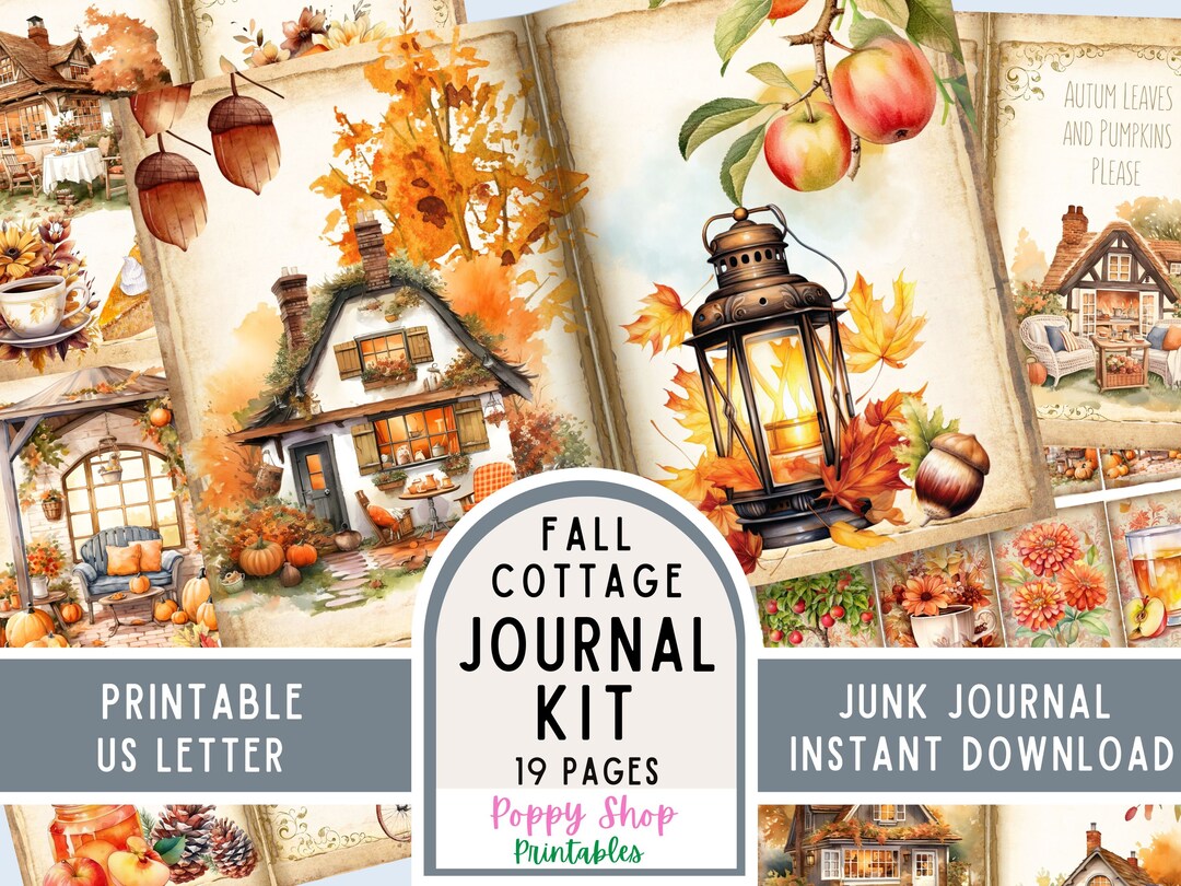 Fall Cottage Junk Journal Kit, Autumn, Vintage, Shabby, Journal Pages ...