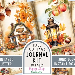 Kit de journal indésirable pour la maison d'automne, automne, vintage, minable, pages de journal, journal indésirable, confortable, cottage éphémère, imprimable, scrapbooking, téléchargement