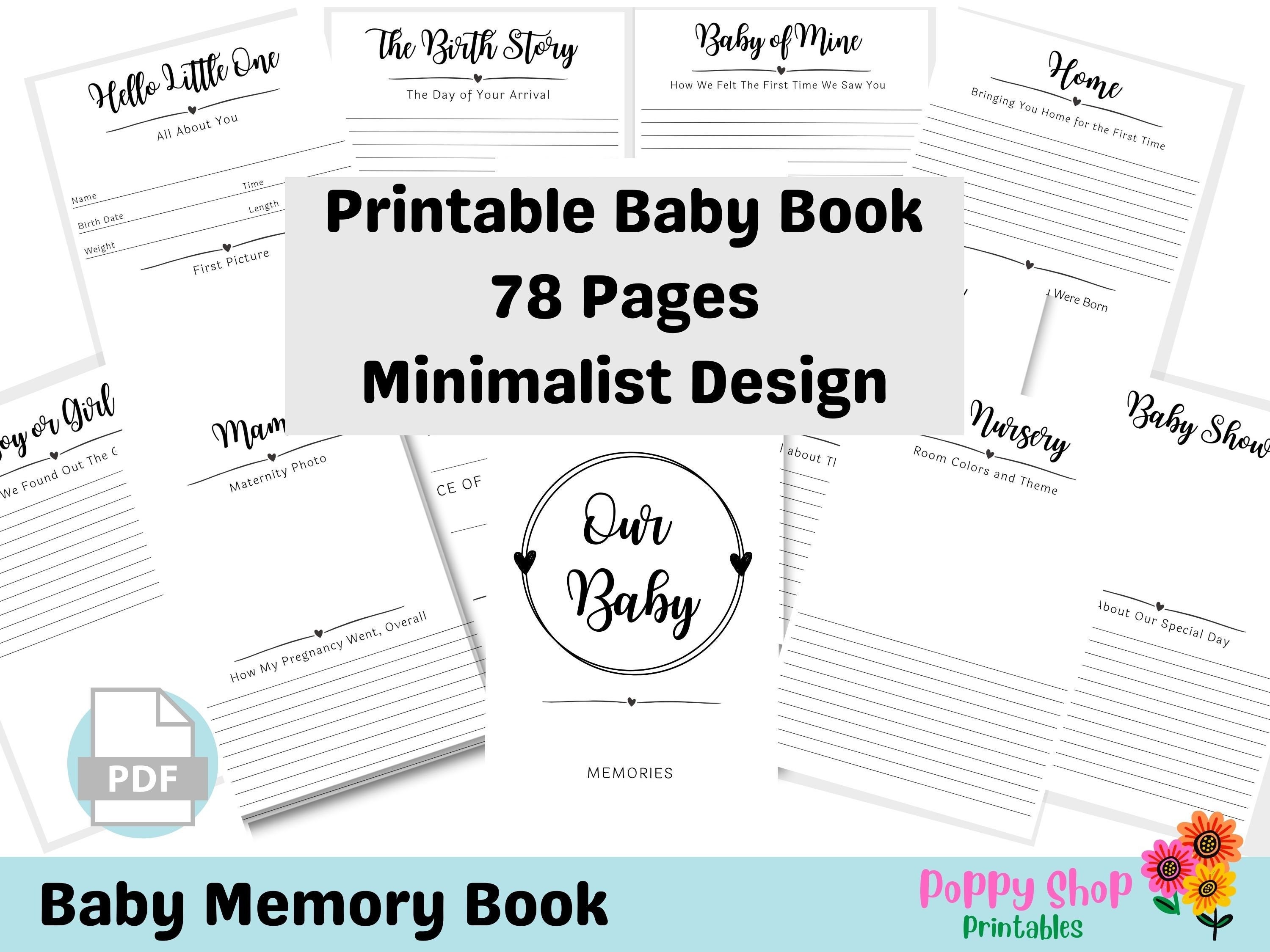 Baby Note Book Baby Book, Printable Baby Book, Baby Milestones, Baby's First Year ...