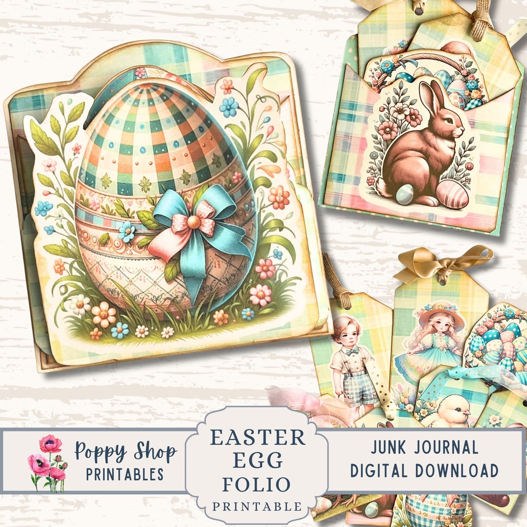 Easter Folio Printable Folio Kit Junk Journal Folio Multi Fold