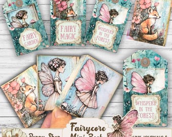 Mini Book, Fairy, Printable Mini Book, Miniature Book, Fairy Ephemera, Fairycore, Woodland, Fairy Book, Junk Journal Kit, Mini Junk Journal
