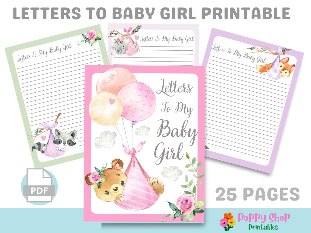 Letters to My Baby, Printable, Baby Book, Baby Girl, Notes to Baby