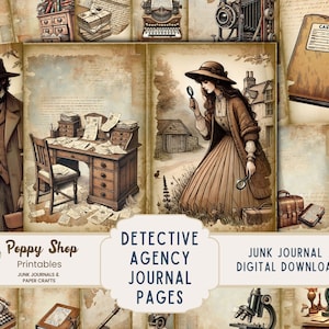 Detective Junk Journal, Junk Journal Kit, Mystery, Detective, Vintage, Detective Digital Files, Junk Journal,  Detective Craft, Printable