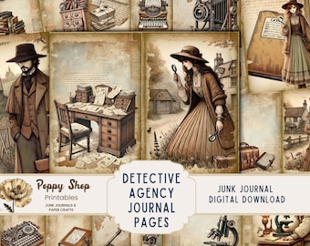 Detective Junk Journal, Junk Journal Kit, Mystery, Detective, Vintage, Digitale bestanden detective, Junk Journal, Detective Craft, Afdrukbaar