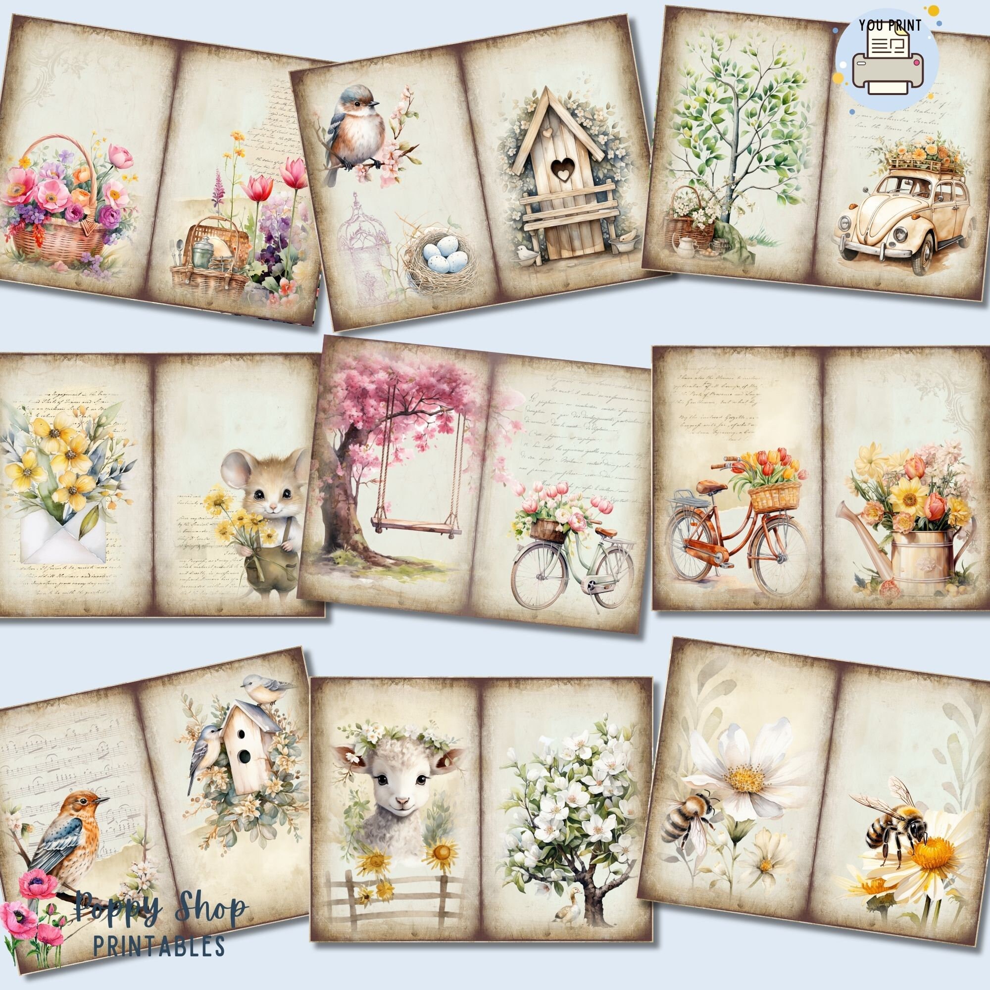 Spring Flowers Junk Journal Pages, Tulips, Journaling Printable Kit ...