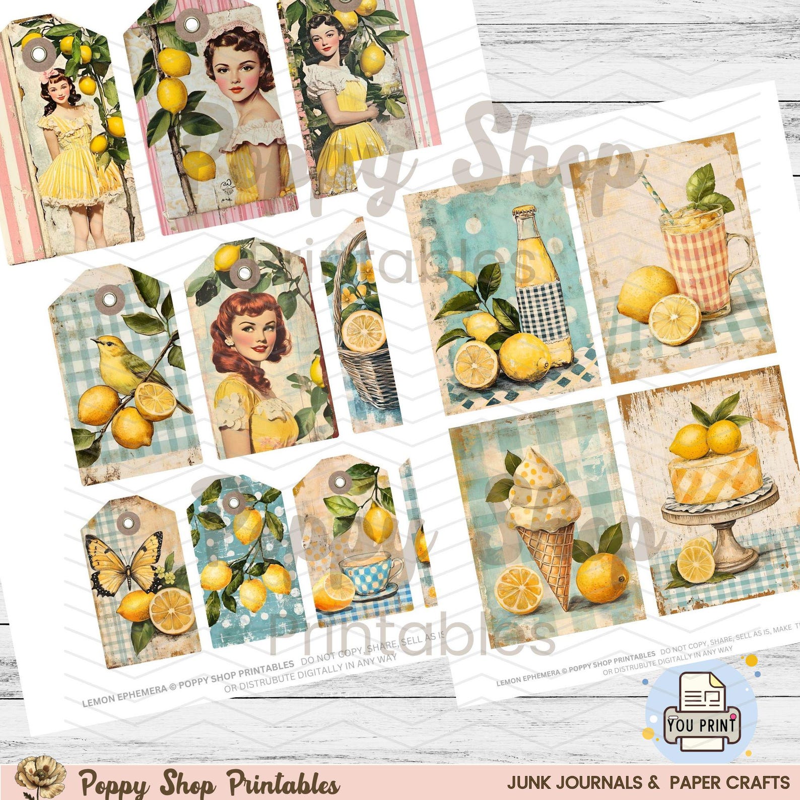 Lemon Ephemera, Vintage Fruit, Retro Junk Journal, Fruit Ephemera ...