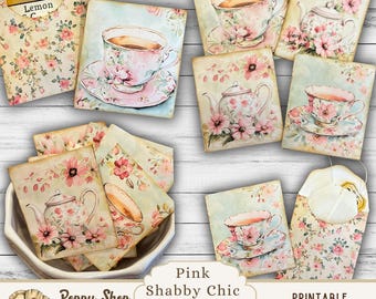 Tea Bag Envelopes, Shabby Chic Tea Bag Envelopes, Tea Party Printable, Junk Journal, Happy Mail, Tea Gifts, Victorian Tea, Bridal Tea, Favor