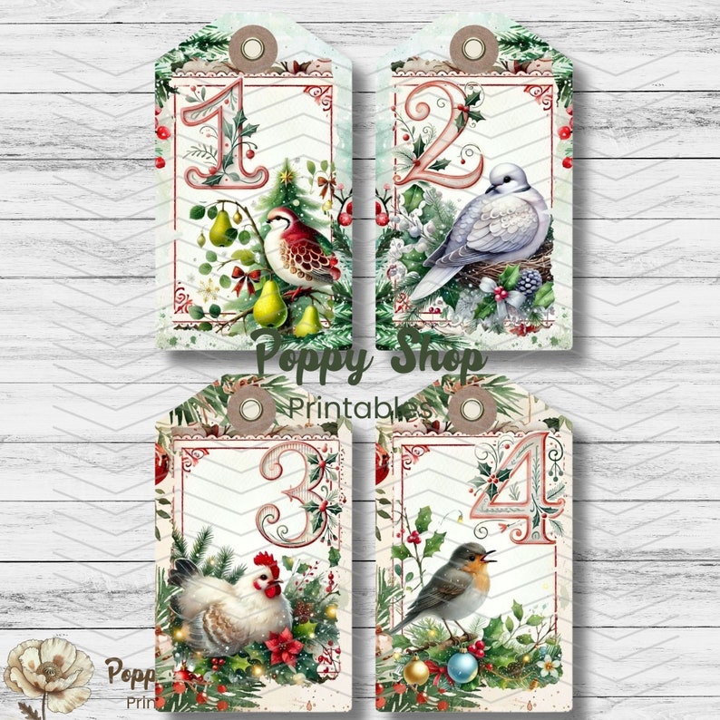 12 Days of Christmas Gift Tags, Twelve Days of Christmas Tags, DIY Tags ...