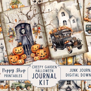 Creepy Halloween Junk Journal Kit, Spooky Garden, Halloween, Journal Pages, Junk Journal, Halloween Ephemera, Printable, Scrapbook, Download