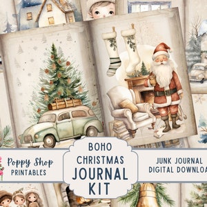 Christmas Boho Junk Journal, Winter, Junk Journal, Vintage, Boho Aesthetic, Junk Journal Kit, Christmas, Printable, Journal Pages, Download