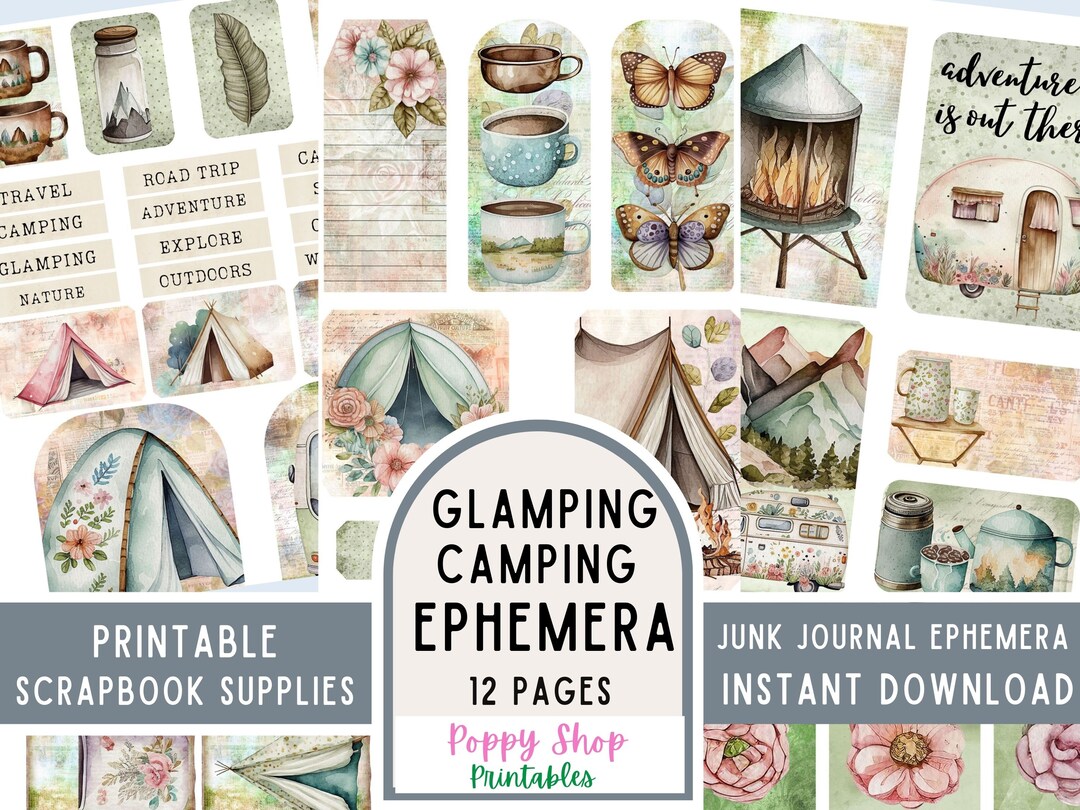 Camping Ephemera, Junk Journal, Boho, Ephemera, Glamping, Outdoors