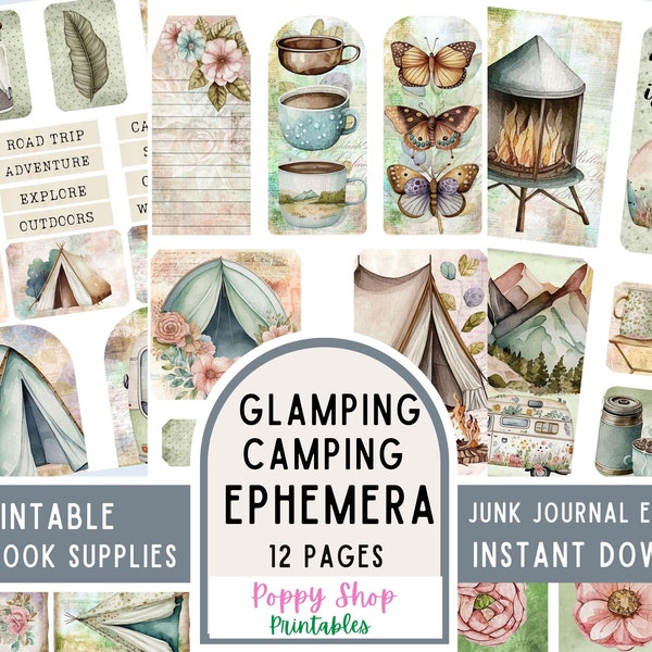 Camping Ephemera, Junk Journal, Boho, Ephemera, Glamping, Outdoors,  Vintage, Ephemera, Printable, Scrapbook, ATC Card, Digital Download