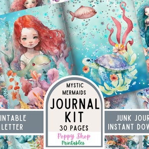 Kit de journal indésirable sirène, journal imprimable indésirable sirène, imprimable, pages de journal, sirène, éphémères, scrapbooking, pieuvre, téléchargement immédiat