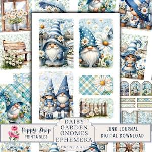 Éphémères gnomes, kit de journal indésirable, marguerite, gnomes, printemps, éphémères, journal indésirable imprimable, journalisation indésirable numérique, collage, journal indésirable