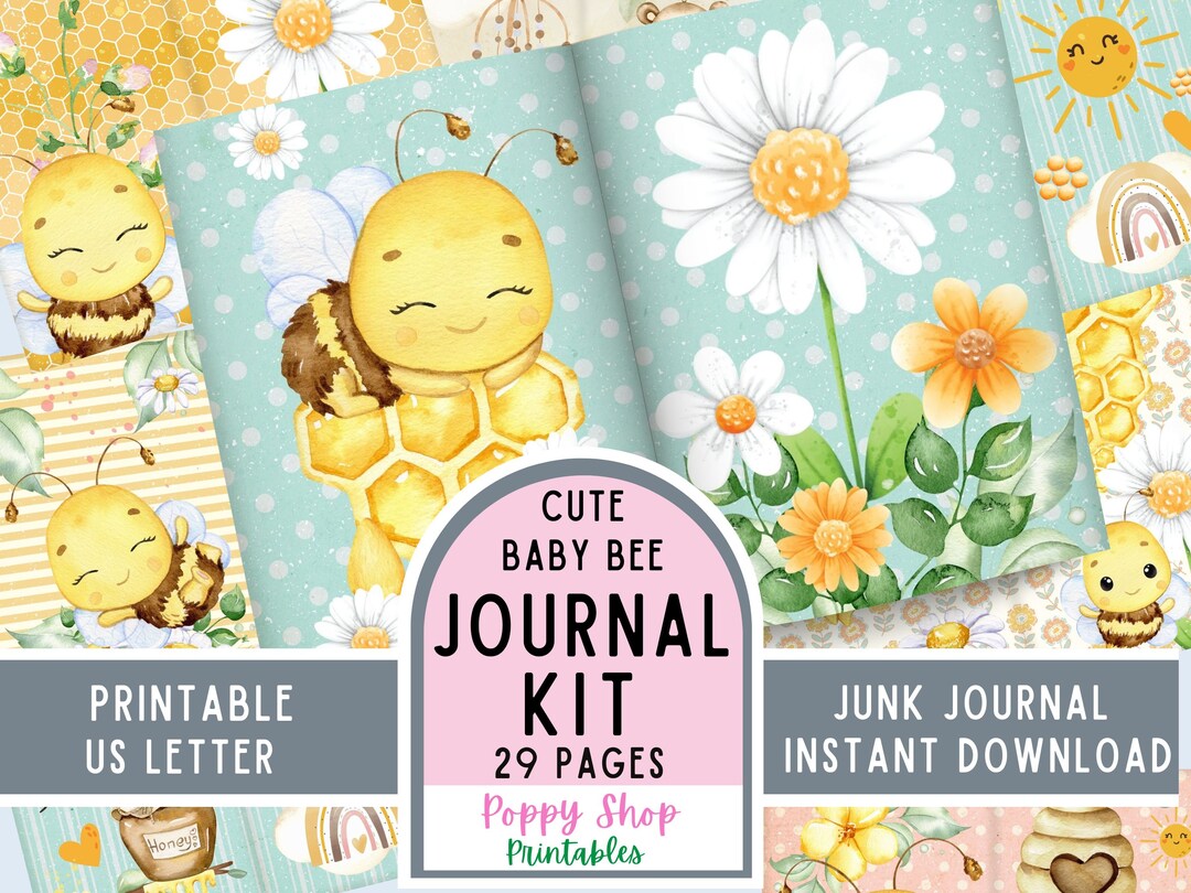 Junk Journal Kit, Baby Book, Baby Journal, Baby Bee, Bee Junk Journal, Printable, Journal Kit ...