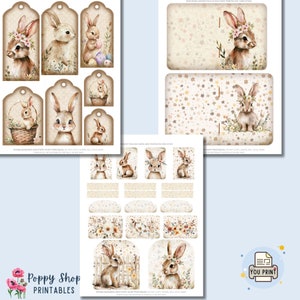 Bunny Rabbit Ephemera, Junk Journal Kit, Spring, Easter, Bunnies, Rabbit, Vintage, Junk Journal Printable, Ephemera, Junk Journal, Digi Kit image 4