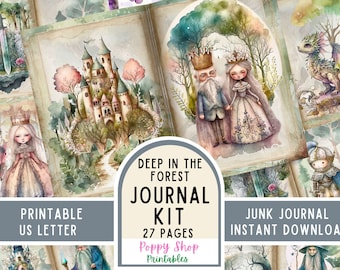 Fairy Tale, Junk Journal Kit,  Vintage, Fairy Tale Journal Pages, Vintage, Princess, Wizard, Dragon, Printable, Scrapbook, Digital Download