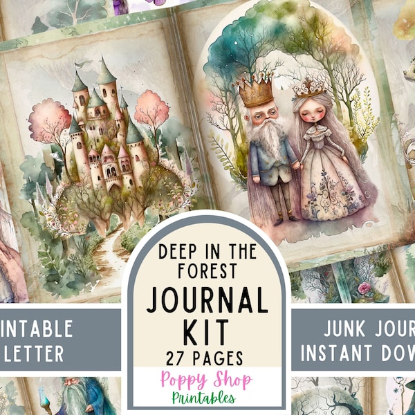 Fairy Tale, Junk Journal Kit,  Vintage, Fairy Tale Journal Pages, Vintage, Princess, Wizard, Dragon, Printable, Scrapbook, Digital Download