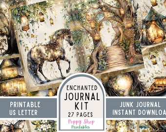 Enchanted Junk Journal Kit, Mystical, Forest, Journal Pages, Junk Journal, Magic, Fantasy, Fairy, Ephemera, Printable, Scrapbook, Download