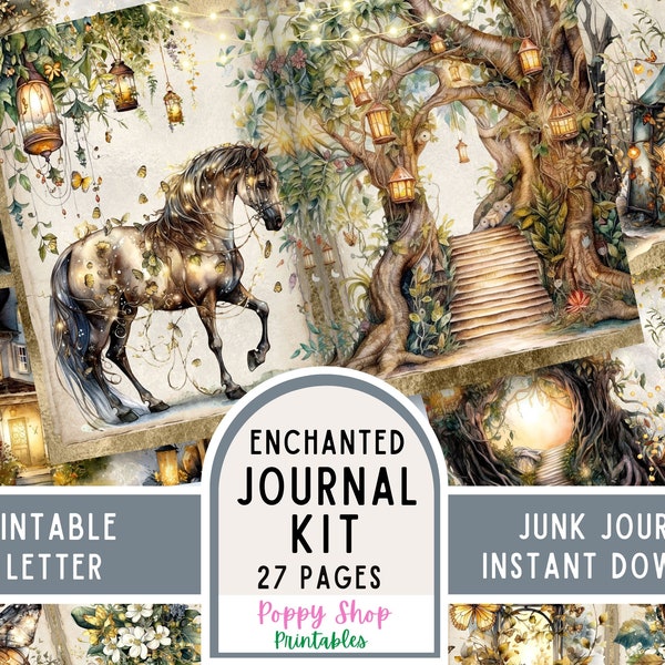Enchanted Junk Journal Kit, Mystical, Forest, Journal Pages, Junk Journal, Magic, Fantasy, Fairy, Ephemera, Printable, Scrapbook, Download