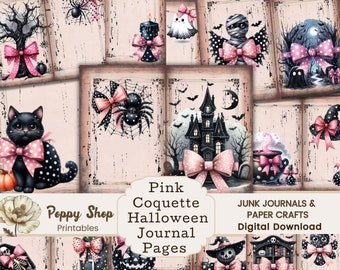 Kit de diário de lixo rosa Coquette, diário de lixo de Halloween, Halloween Coquette, gótico rosa, imprimível de Halloween, diário de lixo, colagem, itens efêmeros