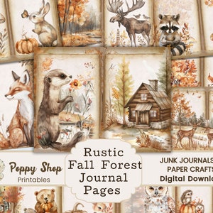 Nature Junk Journal, Autumn Junk Journal, Fall Junk Journal, Fall Forest, Animals, Rustic, Journal Kit, Printable, Journal Pages, Collage
