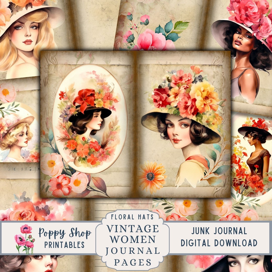Floral Victorian Women Junk Journal Pages, Printable Digital Kit - Etsy