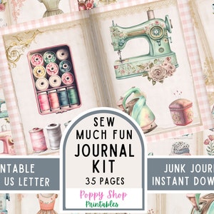 Sewing Junk Journal Kit, Sewing Journal Pages, Vintage, Seamstress, Quilting, Junk Journal, Shabby, Printable, Scrapbook, Digital Download