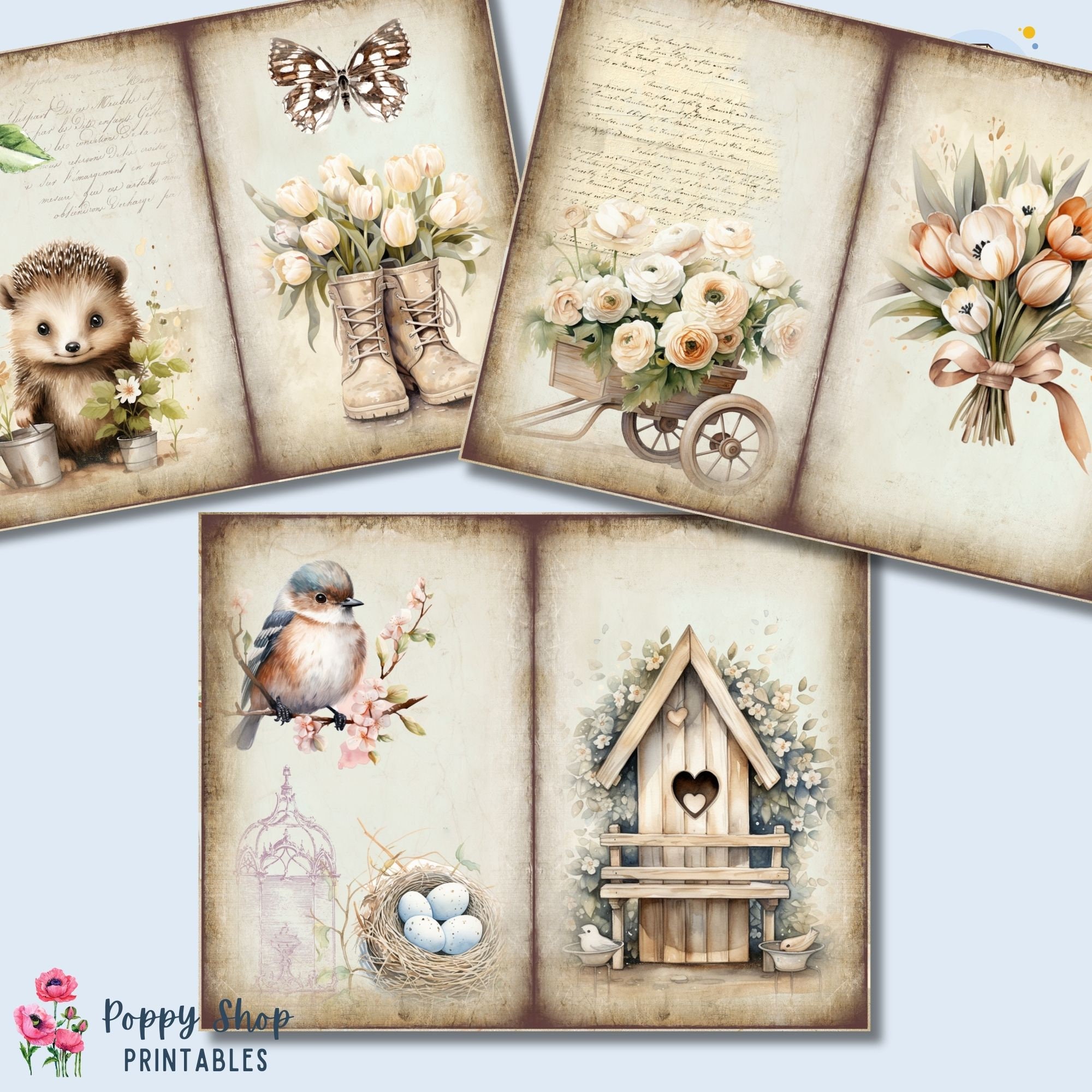 Spring Flowers Junk Journal Pages, Tulips, Journaling Printable Kit ...