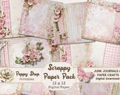Pink Shabby Chic Paper, Digital Scrapbook Paper Digital, Junk Journal Paper, Decoupage Paper. Scrapbook, Gingham Pattern, Scrapbook Paper