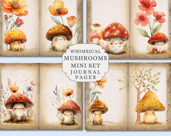 Mushroom Junk Journal, Whimsical, Cute Mushroom, Woodland, Junk Journal Kit, Junk Journal Printable, Supplies, Kids, Journal Pages, Digi Kit