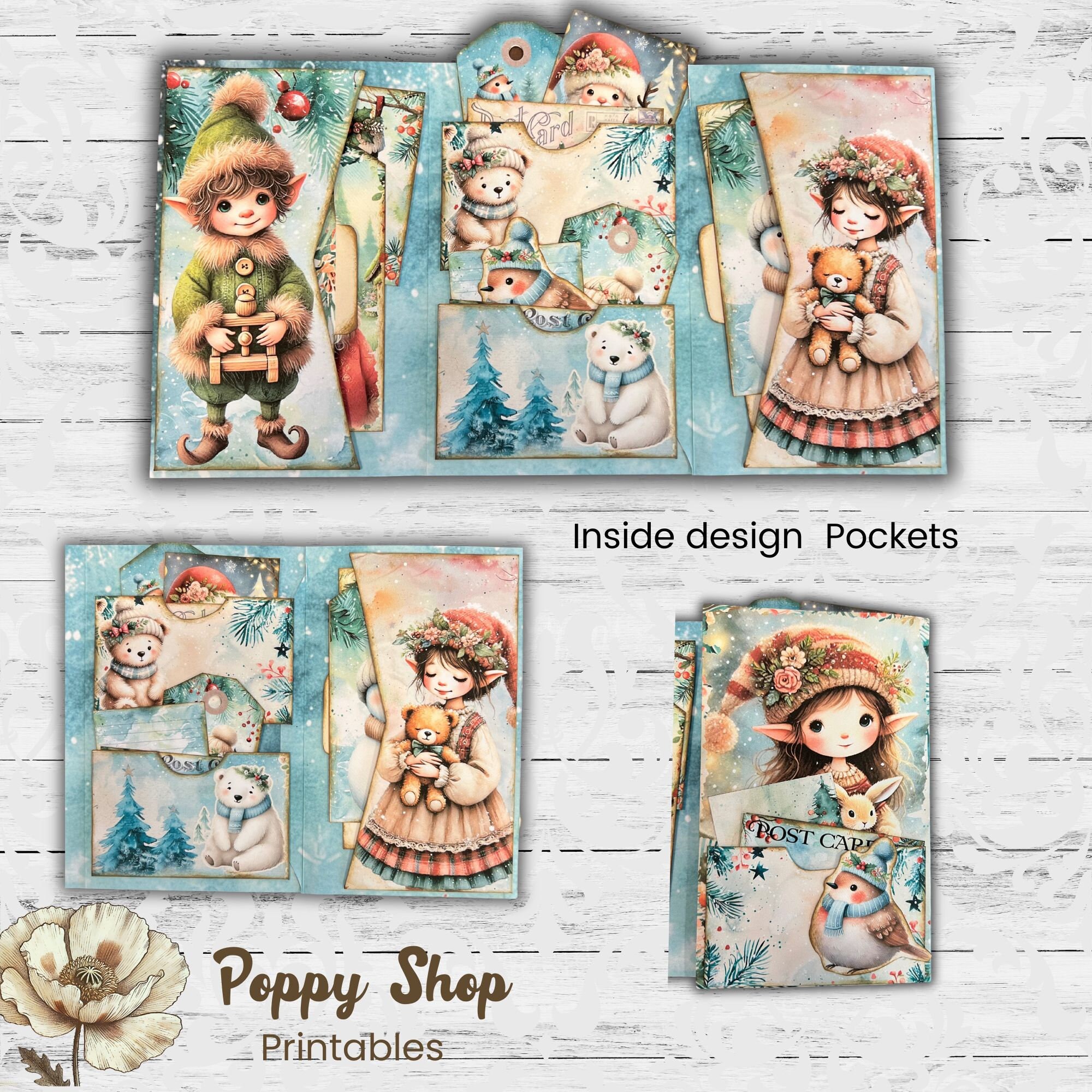 Christmas Folio, Printable Folio Kit, Santa, Junk Journal Folio, Multi ...