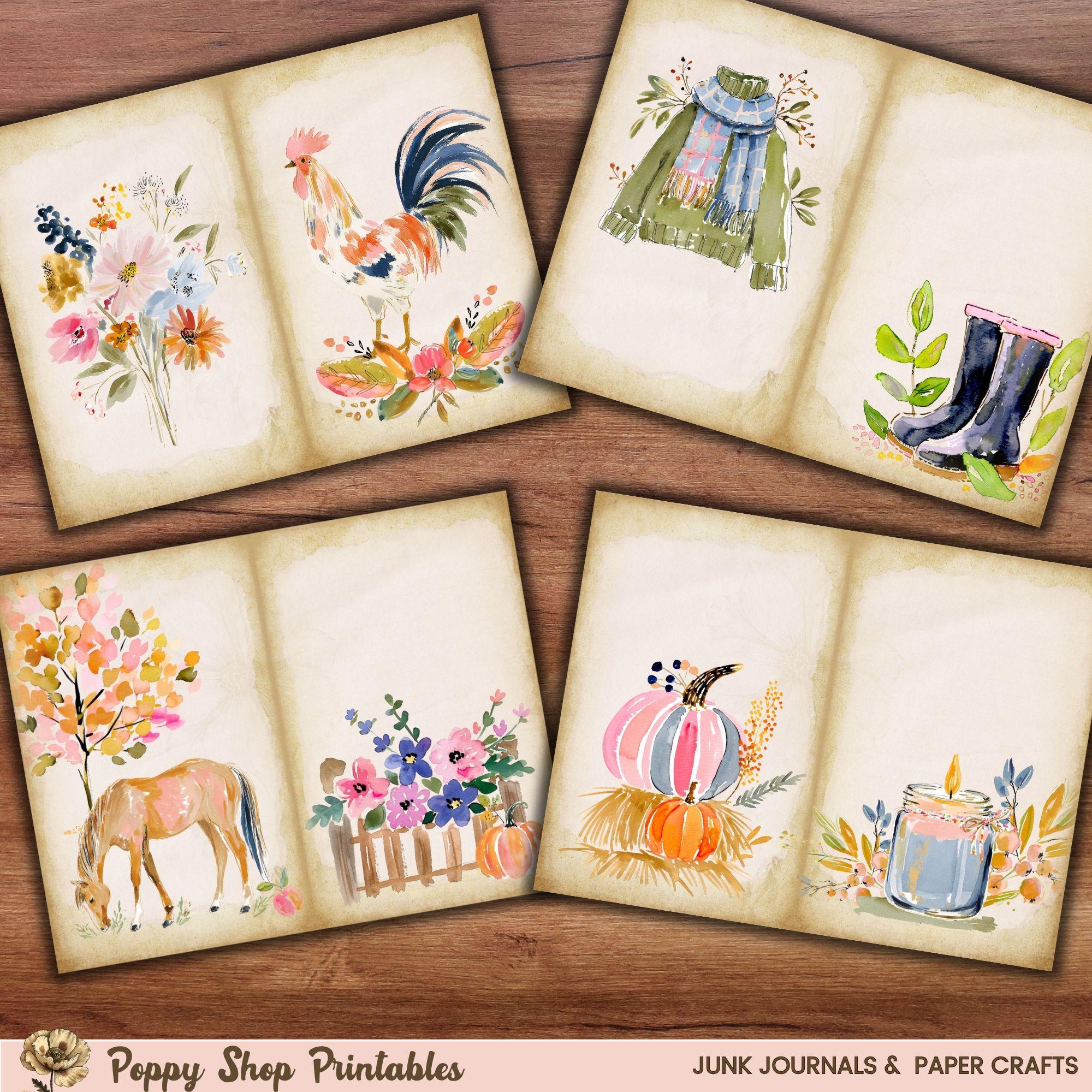 Fall Junk Journal Pages Printable, Cottagecore Autumn Paper Kit, Farm ...