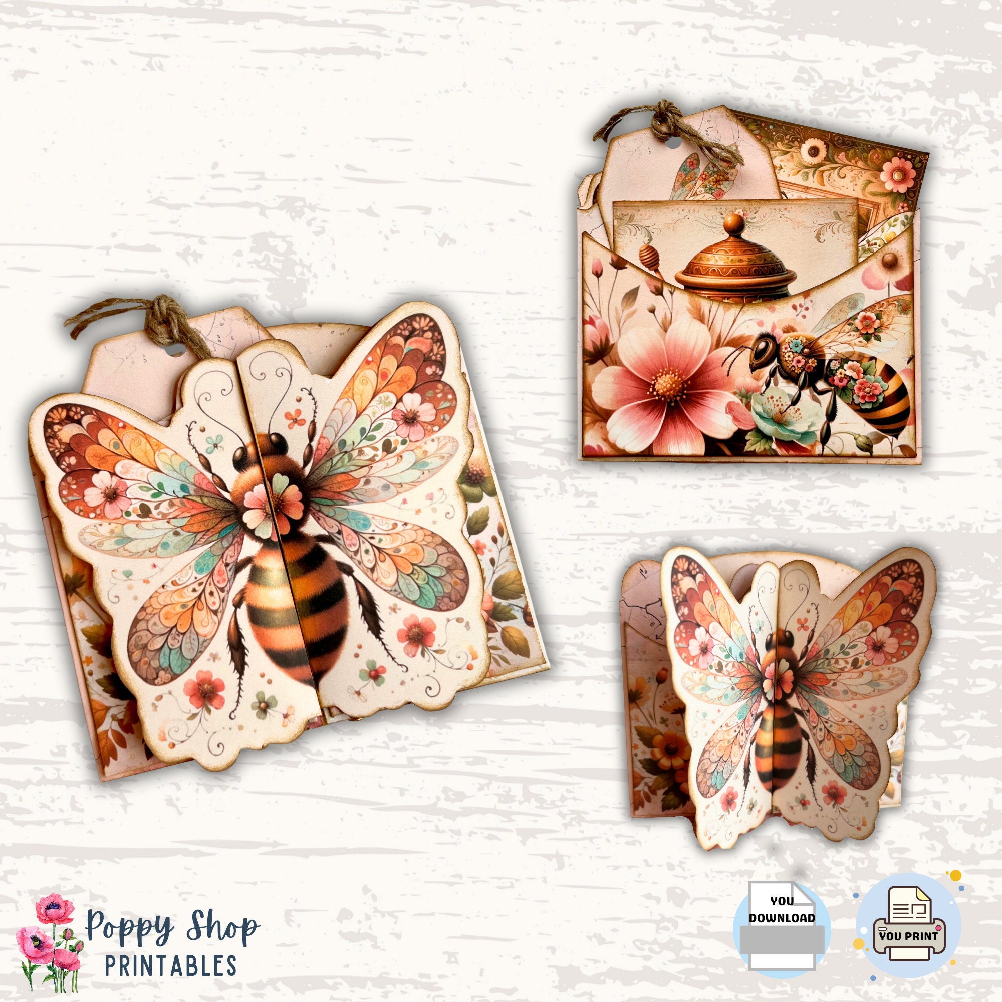 Bee Folio, Printable Folio Kit, Bee, Junk Journal Folio, Multi Fold ...