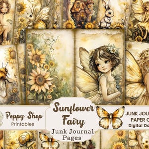 Journal d'ordure tournesol, page de journal d'ordure de fées, papier tournesol, noyau de fées, fées des fleurs, journal d'été, fée imprimable, éphémère, fille