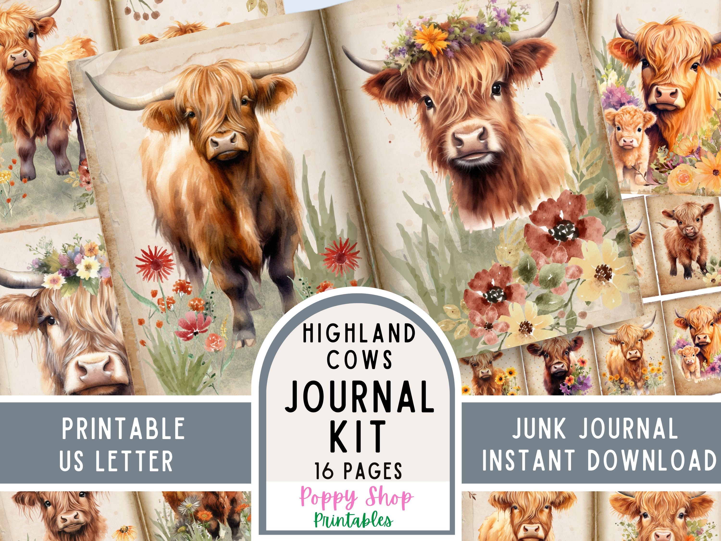 DIY Paint Party Kit Instant Download, Includes Tracer, Instructions, Supply  List,farm, Animal, Kids Art, Highland Cow Sunflower, 