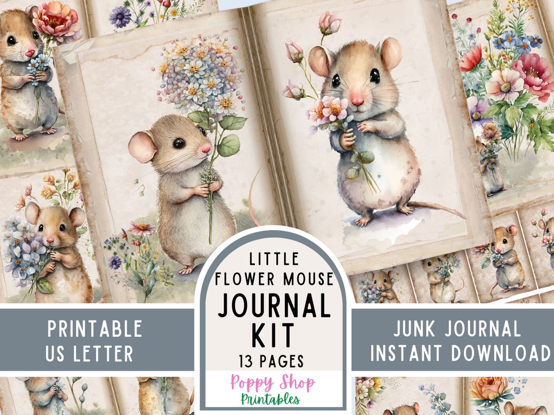 Cute Little Mouse, Junk Journal Kit, Vintage, Journal Pages, Junk ...