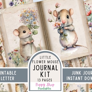 Cute Little Mouse, Junk Journal Kit, Vintage, Journal Pages, Junk Journal, Woodland, Whimsy, Mouse, Ephemera, Printable, Scrapbook, Download